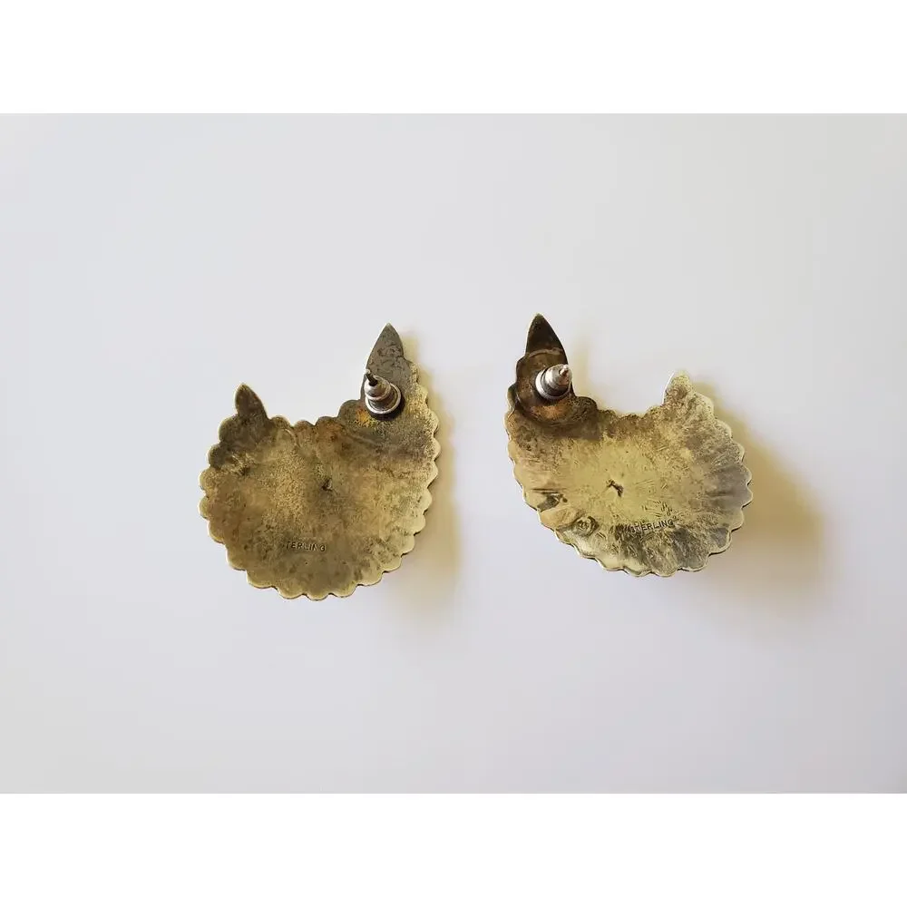 Vintage Navajo Moon Sterling Silver Earrings